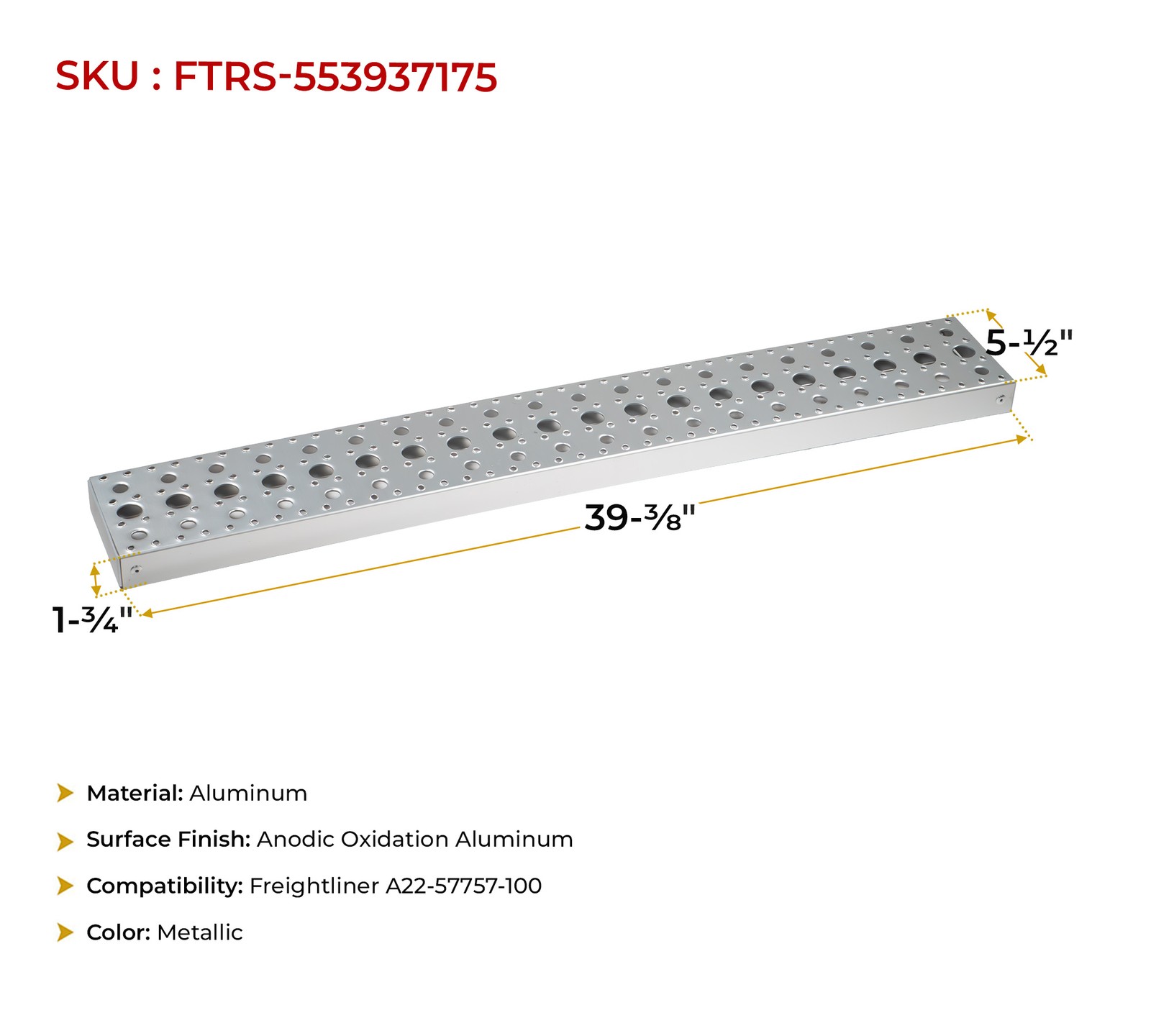 2PK 39.37"x5.5"x1.75"BoltOn Fuel Tank Step Fit Freightliner ReplaceA22-57757-100