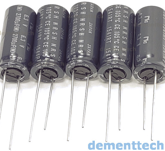 5x Japan 2700uF 6.3v Low-ESR 105C NIC NRSH radial capacitors Long Life caps 10mm
