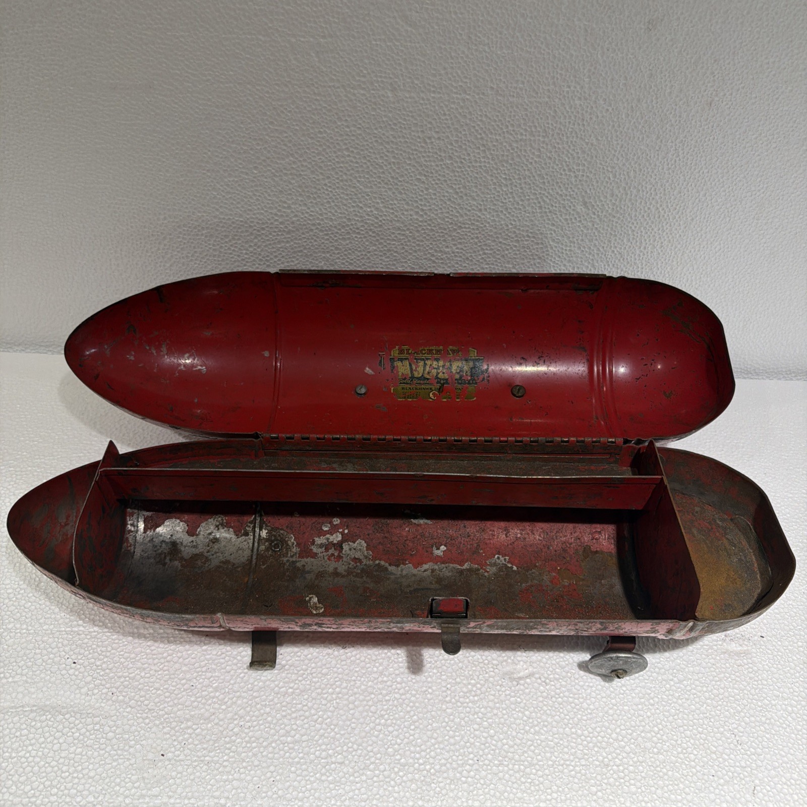 Vintage Blackhawk Torpedo Tool Box Garage Tools Hot Rod Red Rocket Style 1950's