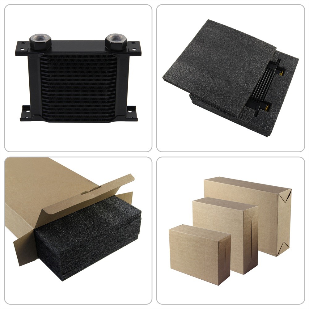 Universal 19 Row Transmission Engine Oil Cooler M22×1.5 Female Ports Aluminum