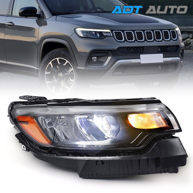 Passenger LED Reflector Headlight W/O DRL For Jeep Compass 2022-2025 W/ Bulbs