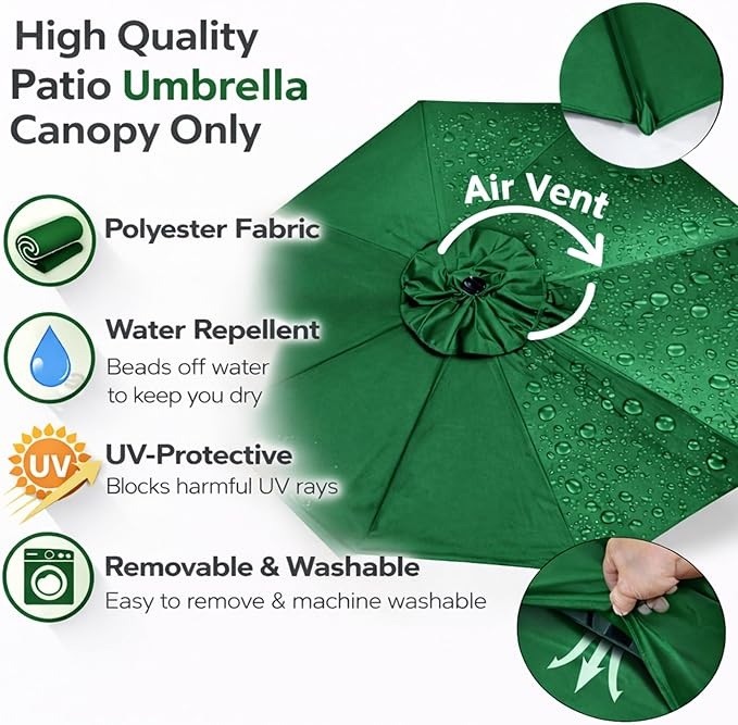 9ft Patio Umbrella Replacement Canopy top cover 8 ribs Waterproof UV