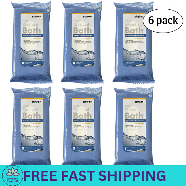 Stryker Sage Essential Bath Cleansing Washcloths - 6 Packages, 48 Cloths Total