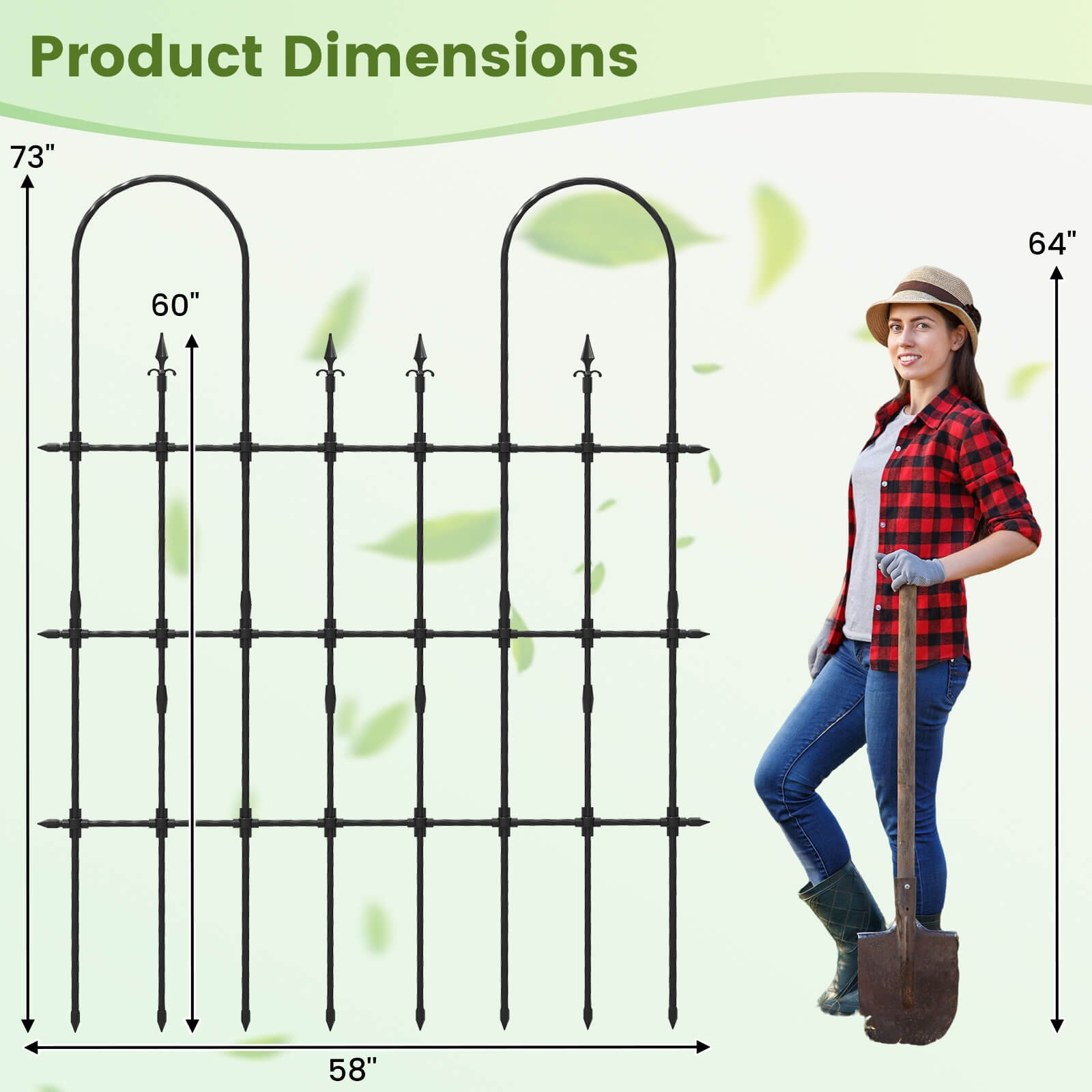 58" x 73" Garden Trellis for Climbing Plants Rustproof Metal Plant Support Frame
