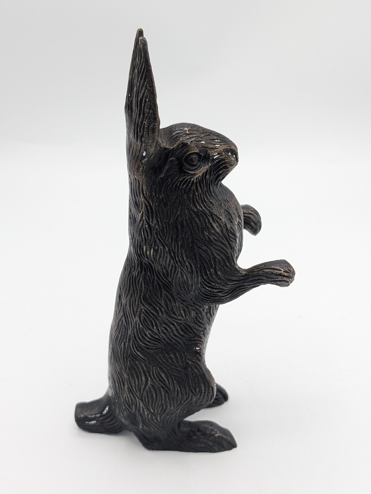 Vintage Bronze Standing Rabbit Hare Doorstop Figurine Sculpture Heavy Bronze Art