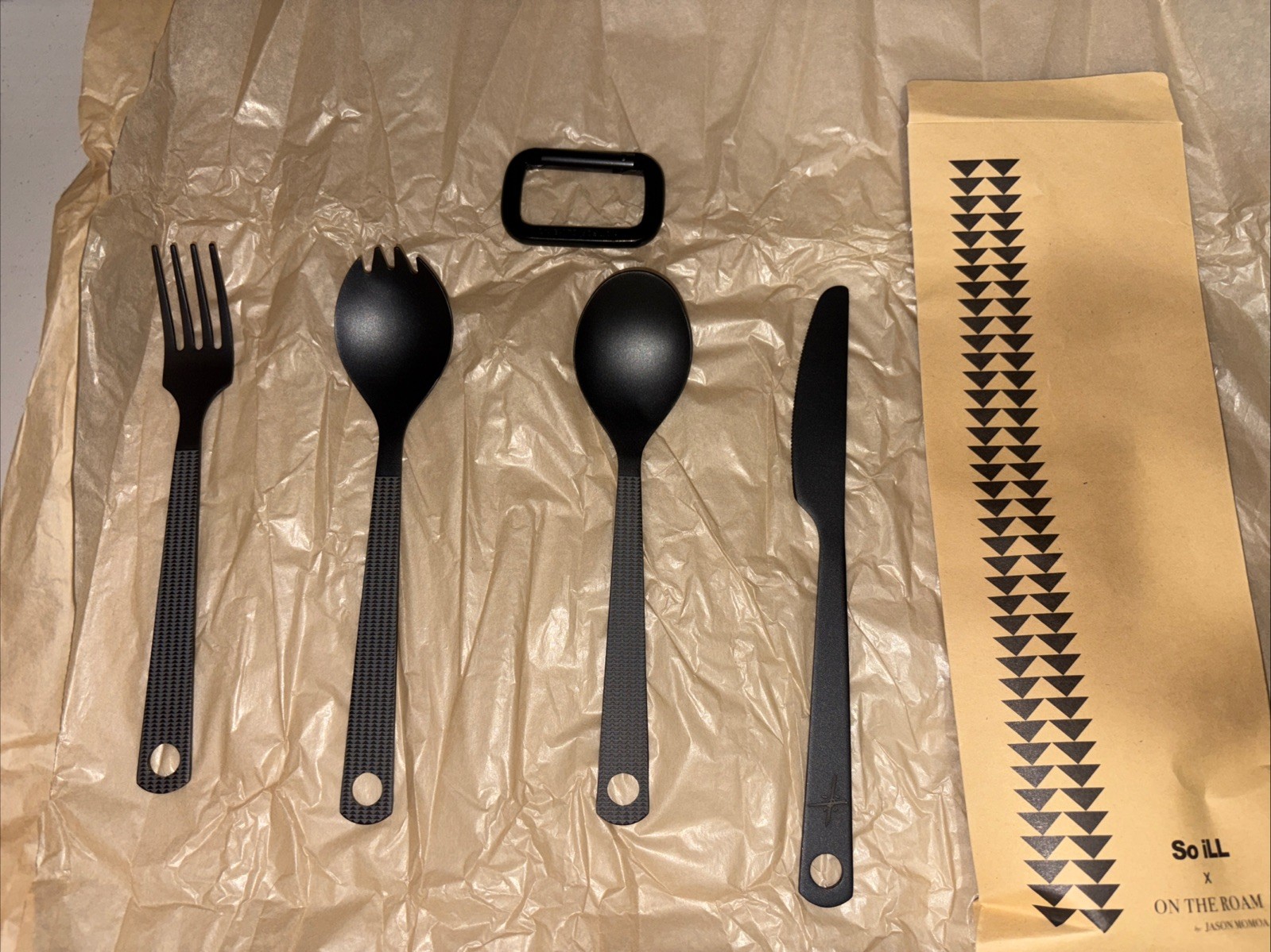 NEW! So iLL X On the Roam by Jason Momoa Black Cutlery Reusable Camping set