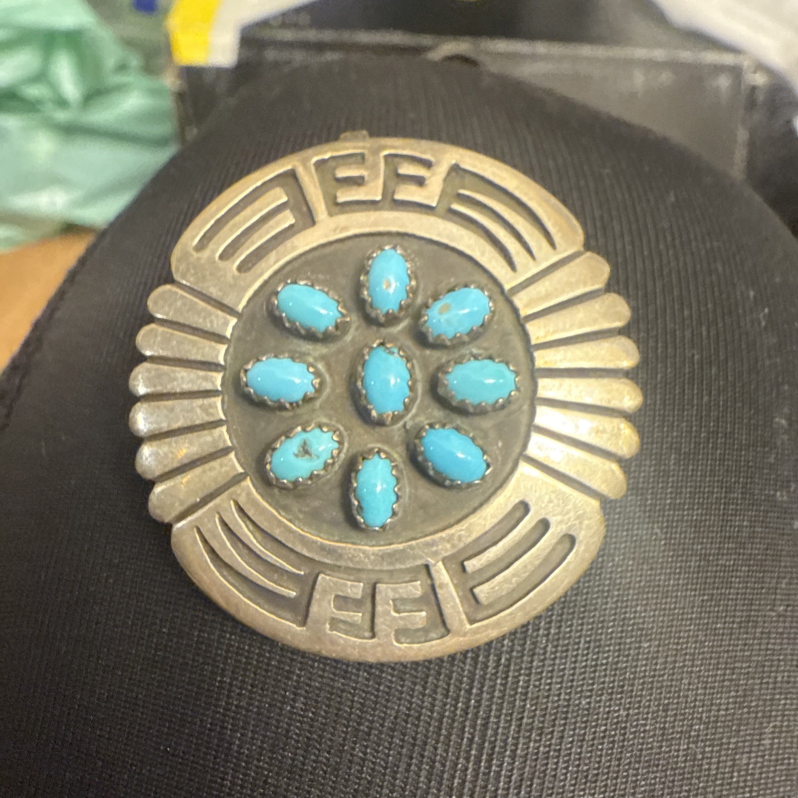 Sterling Silver Rosco Scott Turquoise Pendant Or Pin