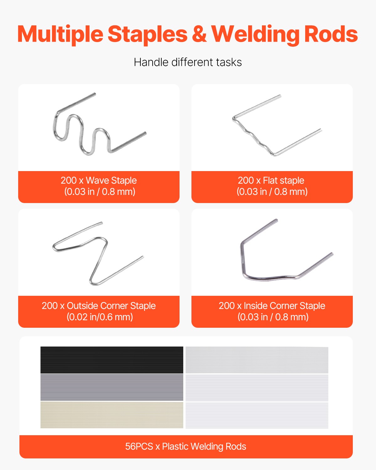 VEVOR Plastic Welder 220W Plastic Welder Gun Kit with 800 Staples & 56 Rods