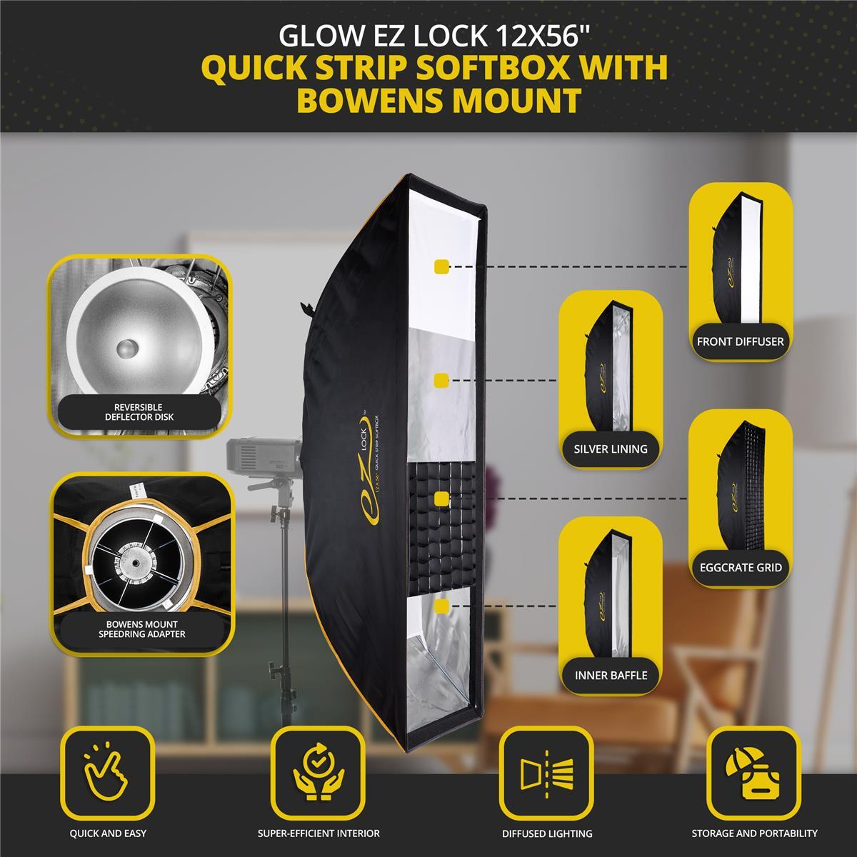 Glow EZ Lock 12x56" Quick Strip Softbox With Bowens Mount #EZ-SB-1256