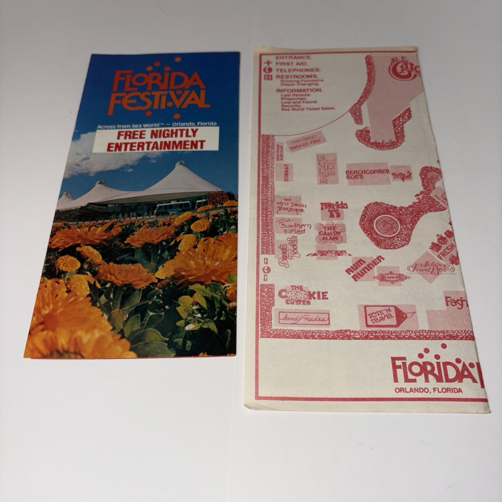 1980 Sea World Florida Festival Free Admission Souvenir Color Brochure With Map