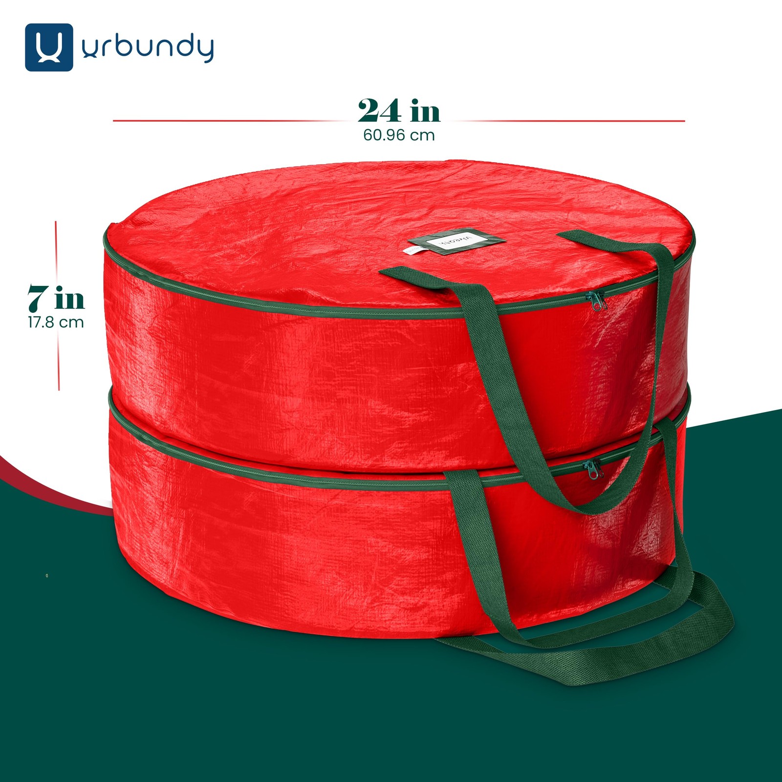 Heavy Duty Wreath Storage Bag 24 Inch 2-Pack Christmas Container Red Waterproof