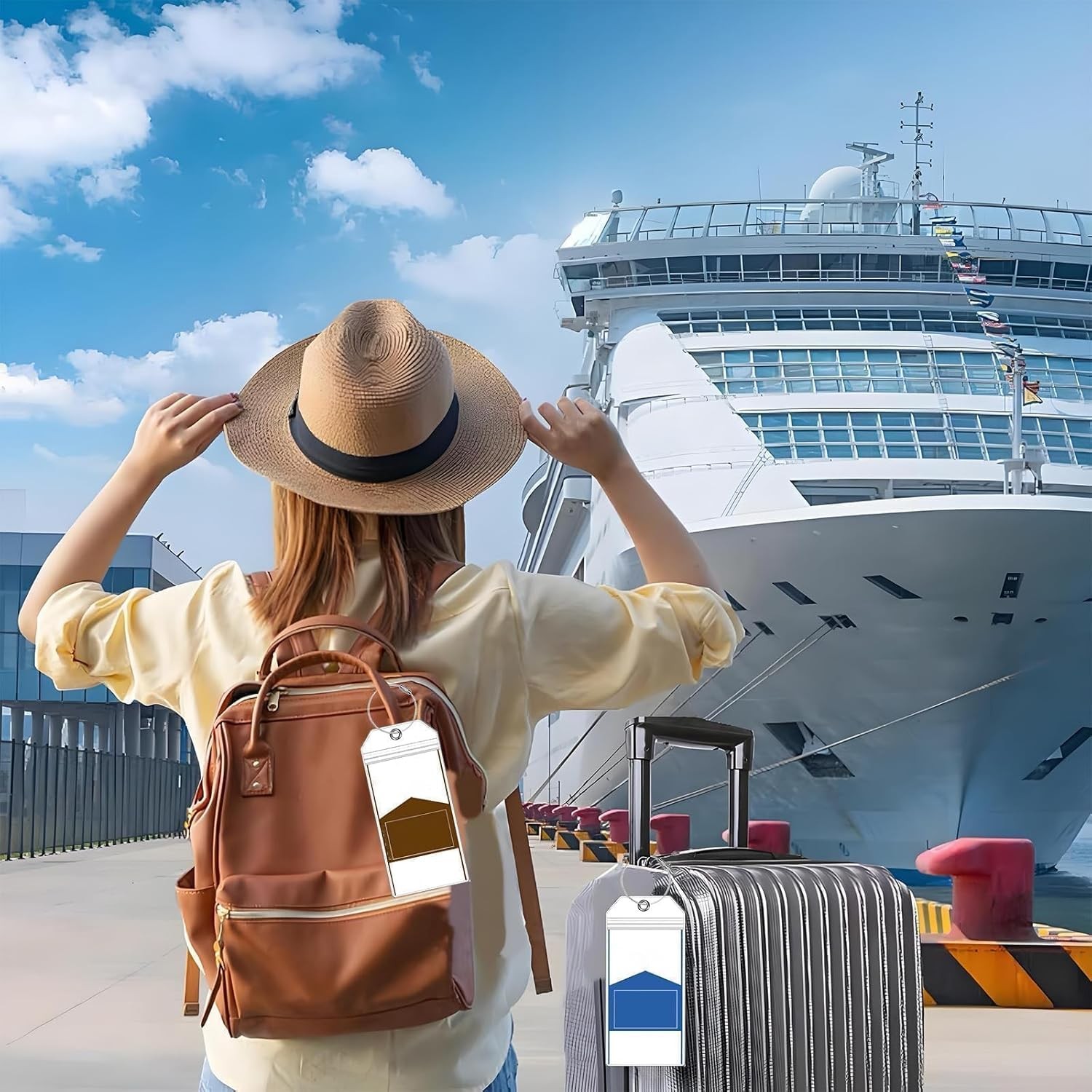 6 Pack 7.72"*3.62" Cruise Ship Essentials, Wide Waterproof Luggage Tags for S...