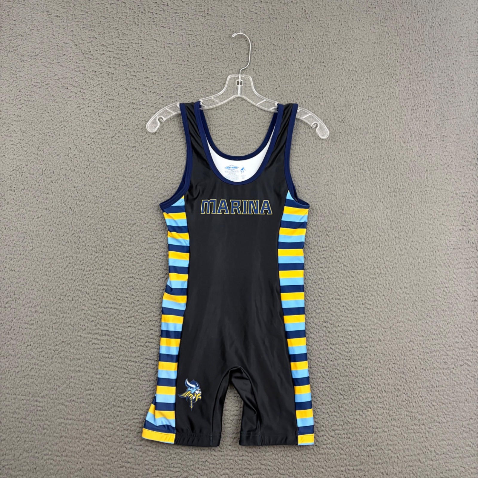 Matman Match Worn Wrestling Singlet Mens XS Marina High School Spandex Sports