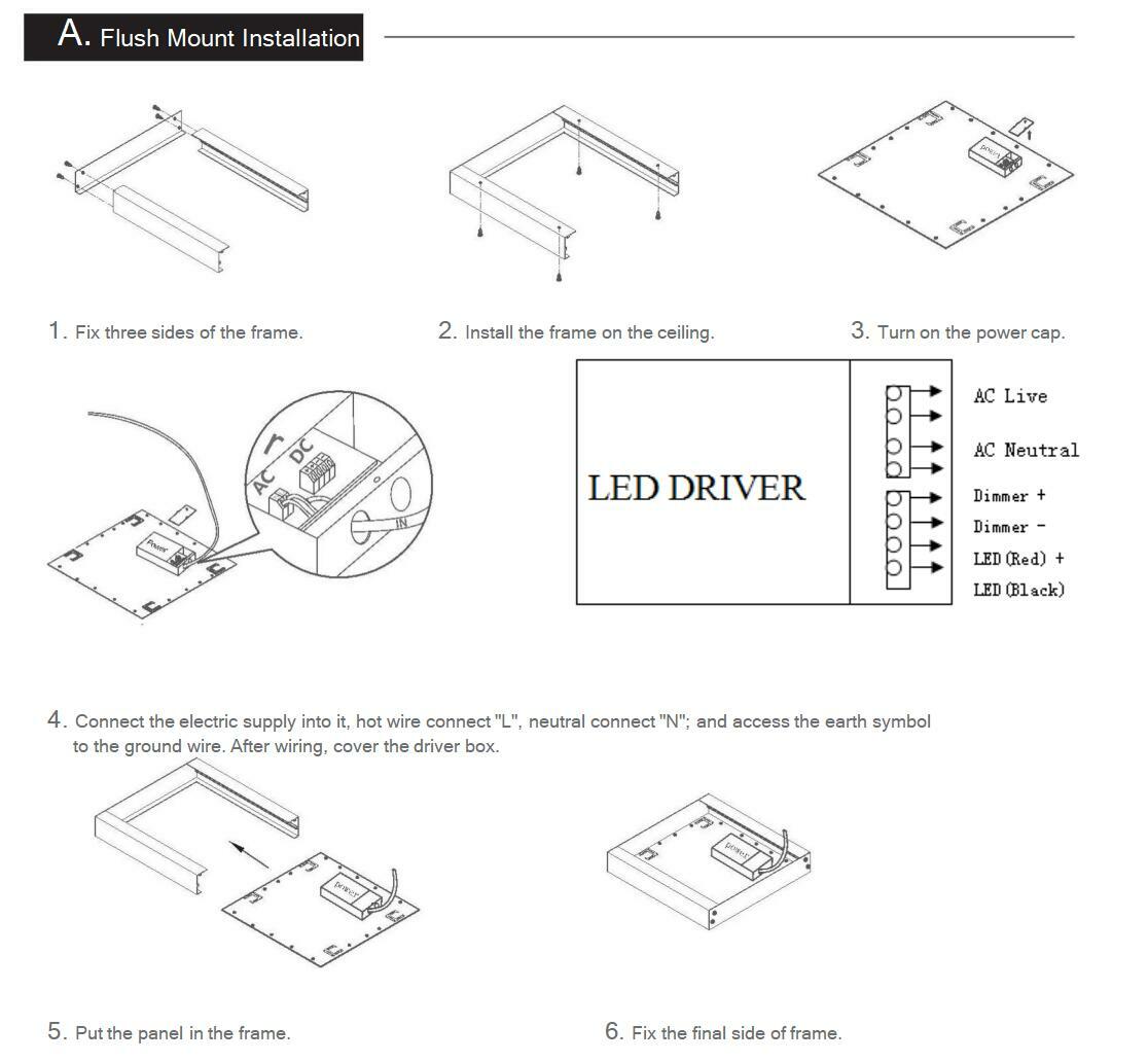 2x4 LED Drop Ceiling Light Fixture, 75W 24x48 Flat Edge-lit Panel Lights Fixture