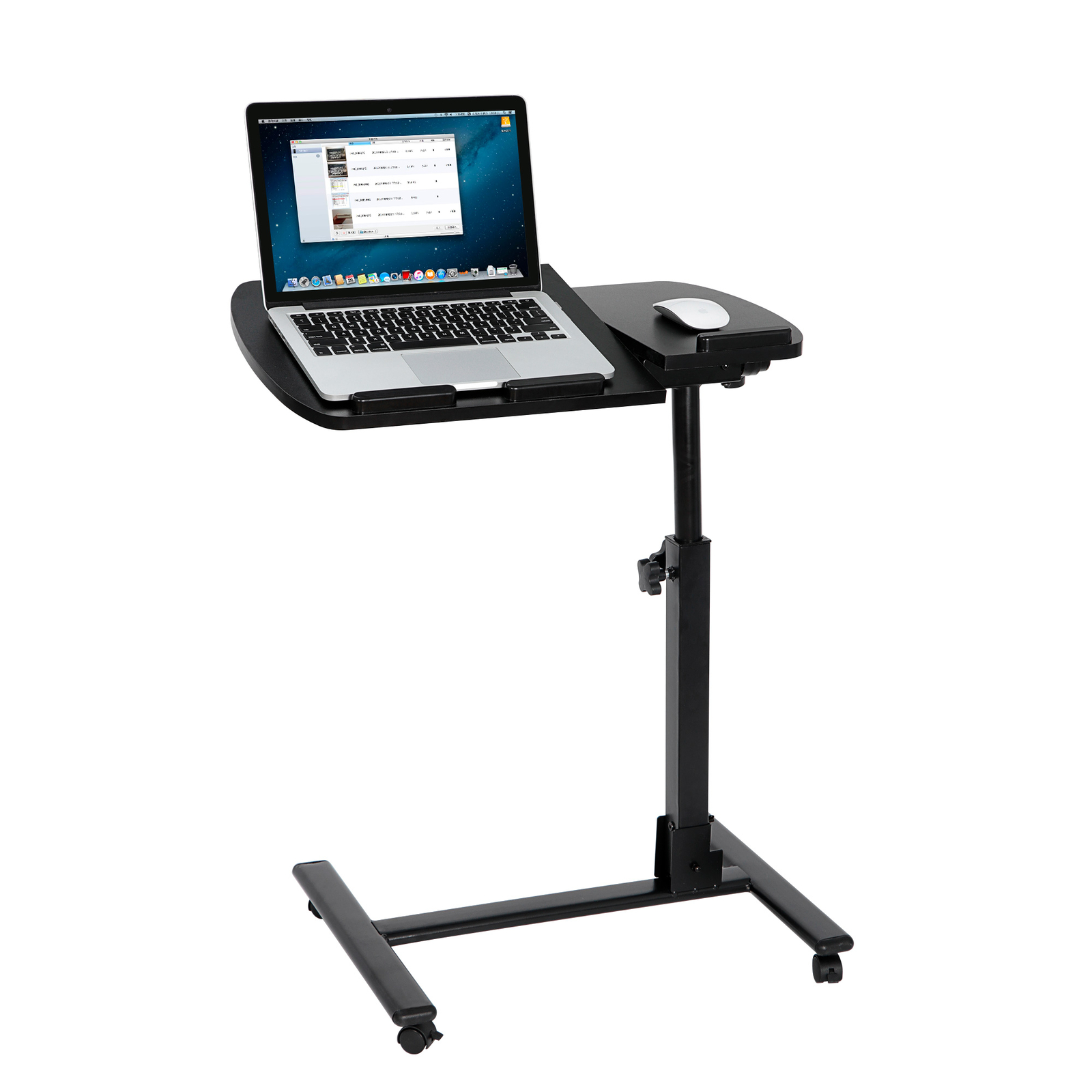 Overbed Bedside Desk Mobile Rolling Laptop Stand Overbed Table with Wheels Black