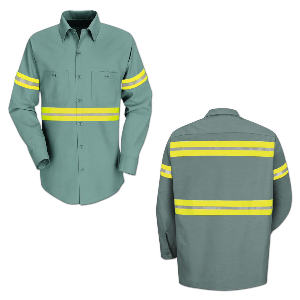 Red Kap Hi Vis Reflective Work Towing Uniform Shirt LS