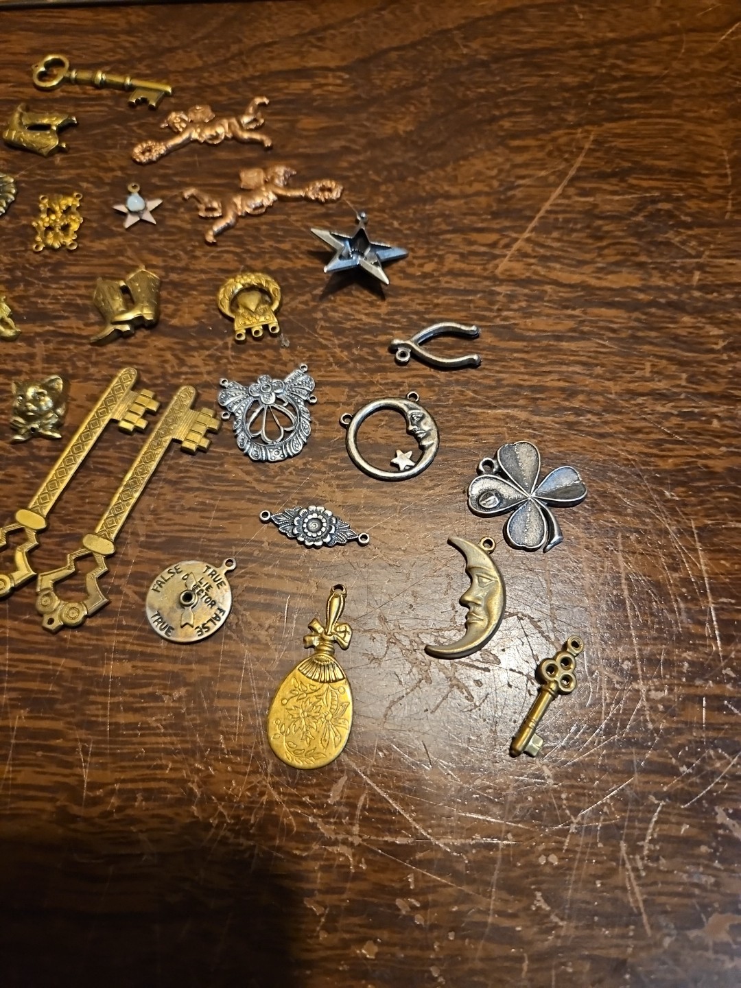 Lot Of 50 Mixed Parts Pcs France Vintage 60s Brass Stampings Findings Jewelry