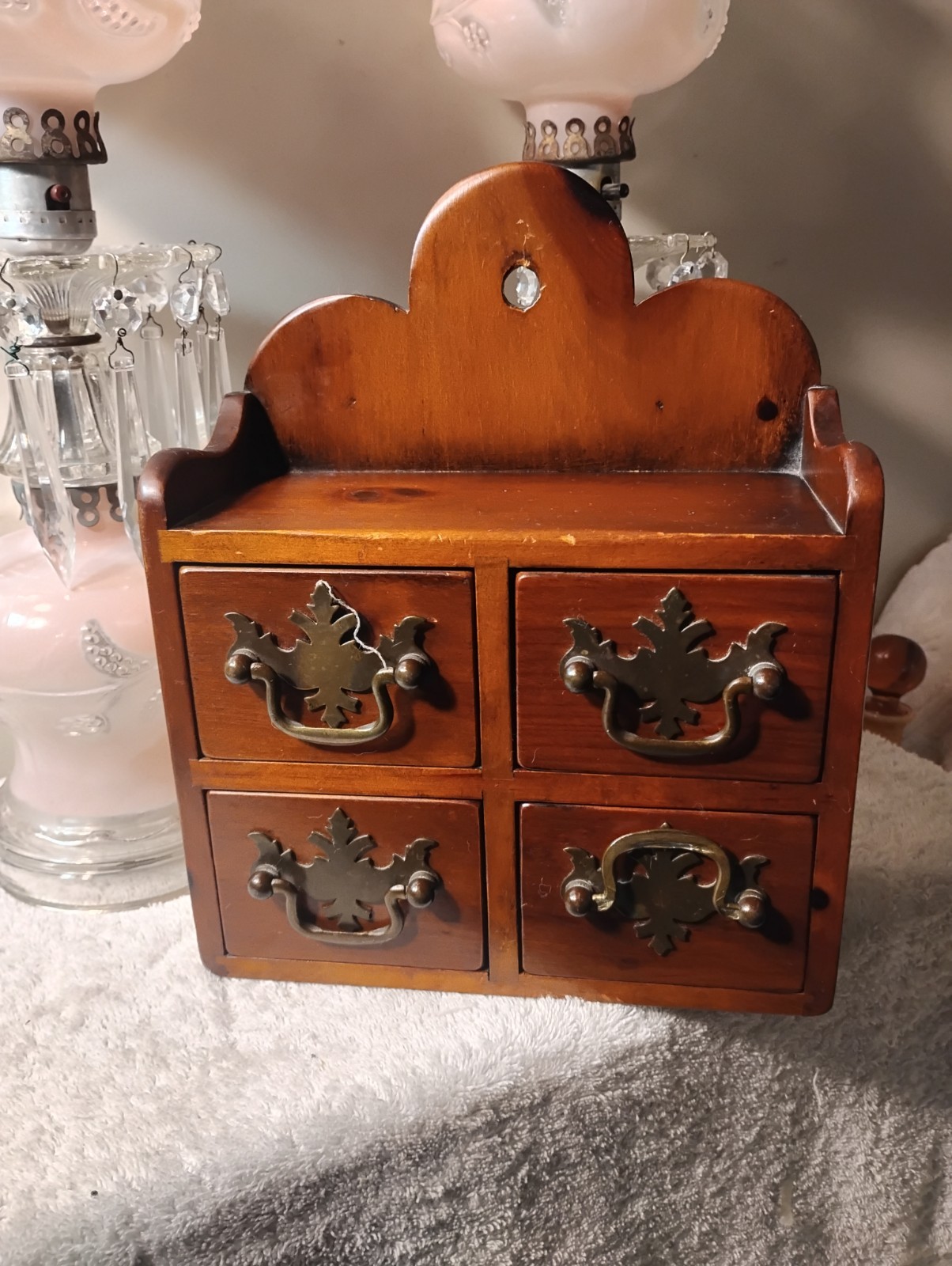 Special Vtg Wood Spice Cabinet Dk Mahogany 4 Drawers Excellent Cond Great Cond