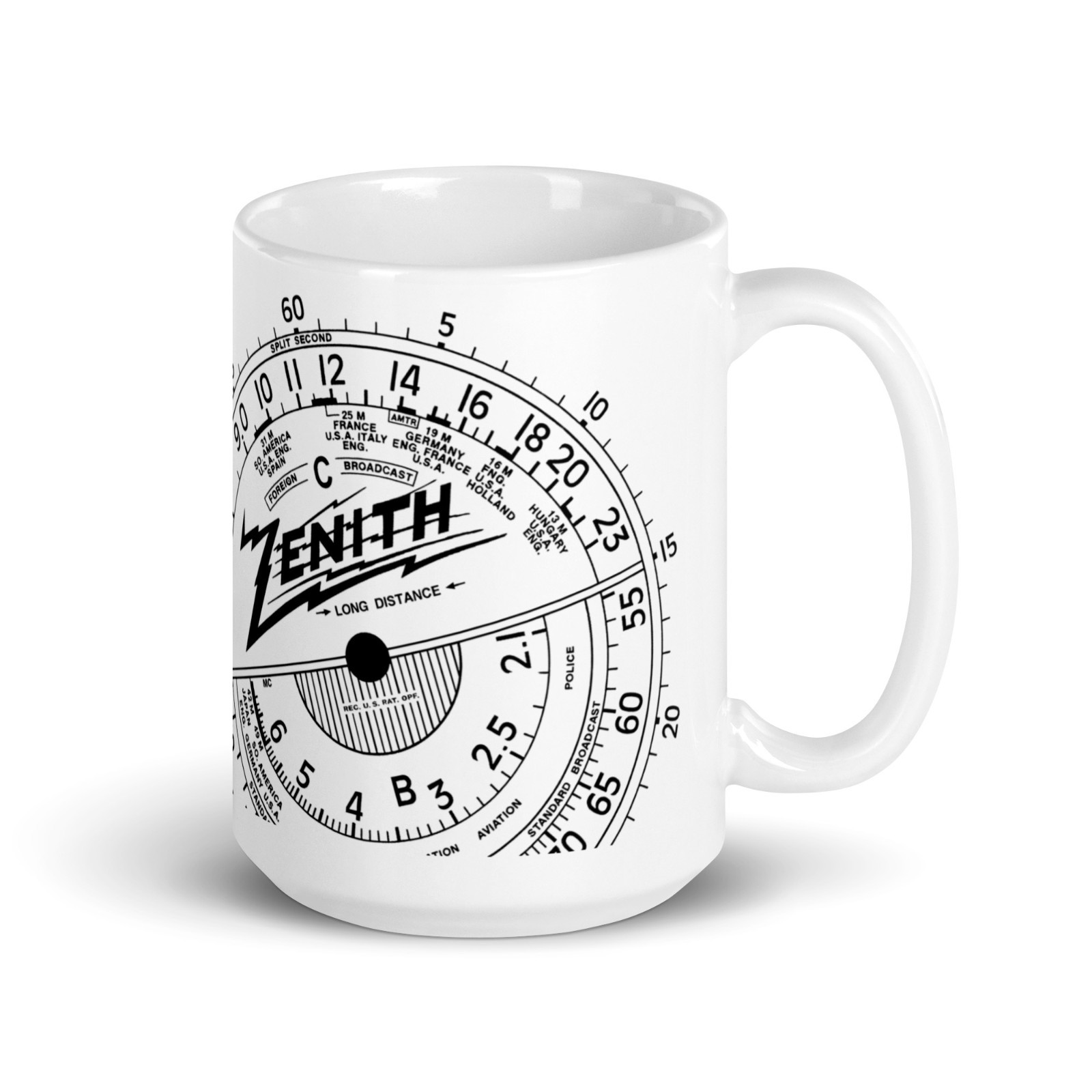 Vintage Zenith Radio Dial Mug – 15oz | Classic Shortwave Radio Scale | Retro
