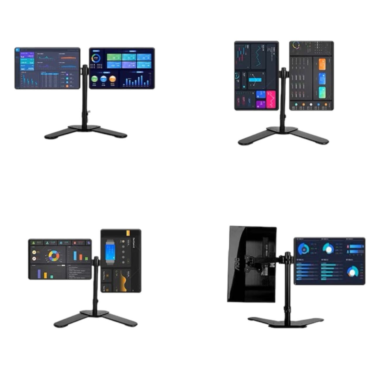 Dual 22" Large LENOVO LCD Widescreen Monitor 1080p FHD W/ Stand cables VGA DVI