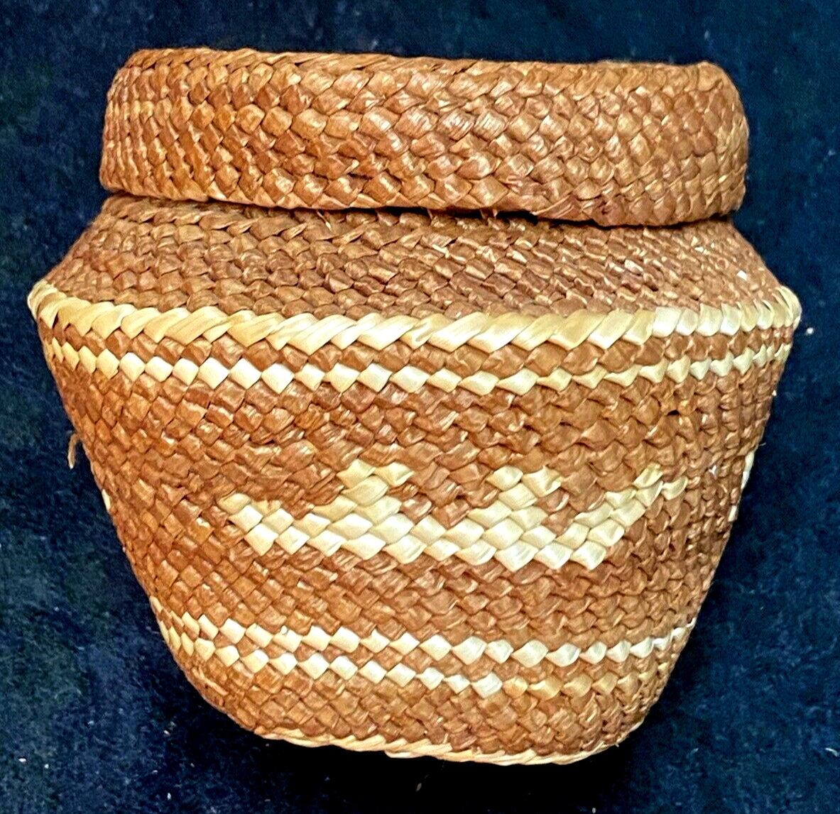 Northwest Coast Makah Indian Lidded Jar Basket