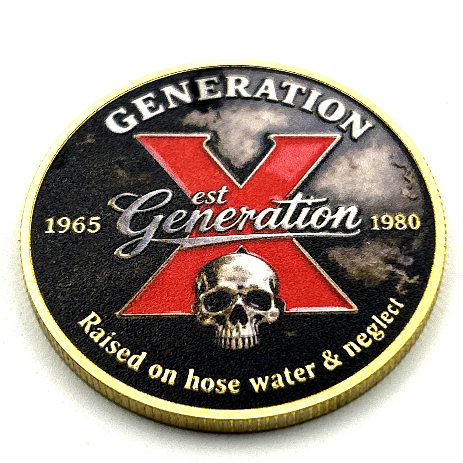GEN-X 1965-1980 Skull *BADAS$ Generation Challenge Coin Collectible Medal