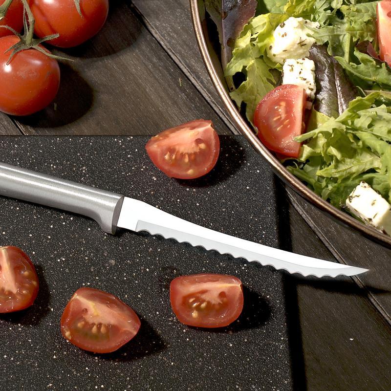Rada Tomato Slicer Knife Dual Serrated 5" blade USA made cutlery L/R silver R126