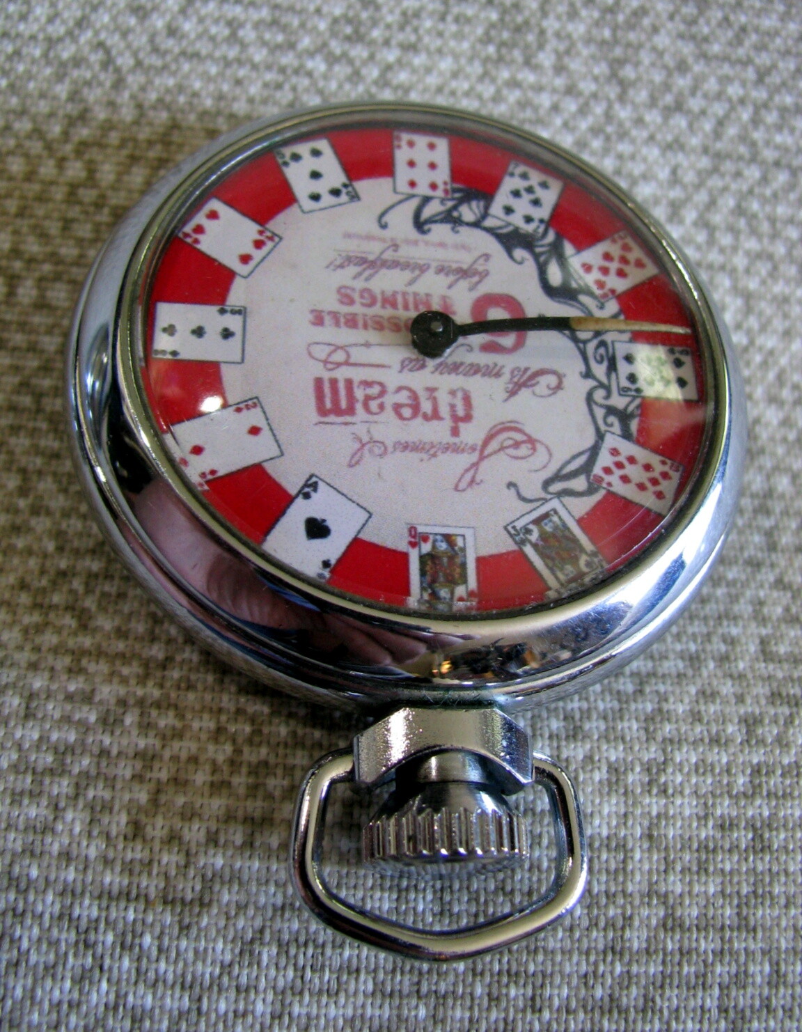 FINE VINTAGE GAMBLING WATCH STYLE 12 CARDS IN 4 SUITS POCKET MECHANICAL DEVICE