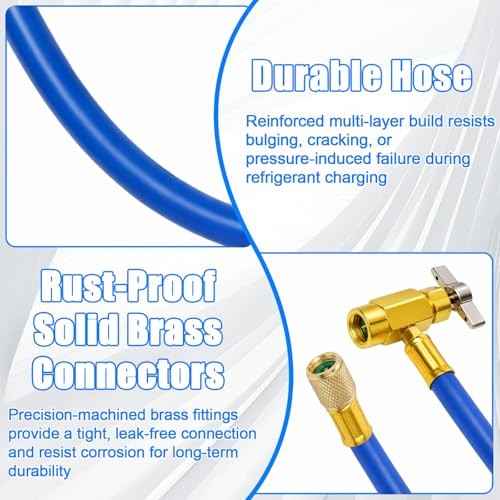 R134a Refrigerant Charging Hose to Refrigerator, AC Recharge Hose, Can Tap