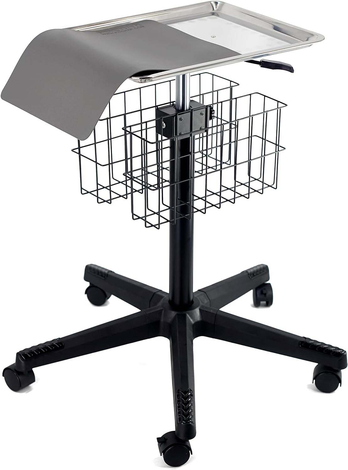Stainless Steel Instrument Tray on Wheels, Height Adjustable Medical Tray Cart