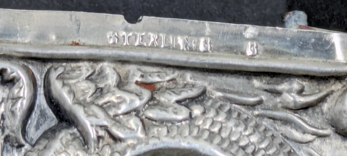 Antique Vintage Sterling Winged Cockatrice Dragon Vesta Match Safe WB3-Vesta-1