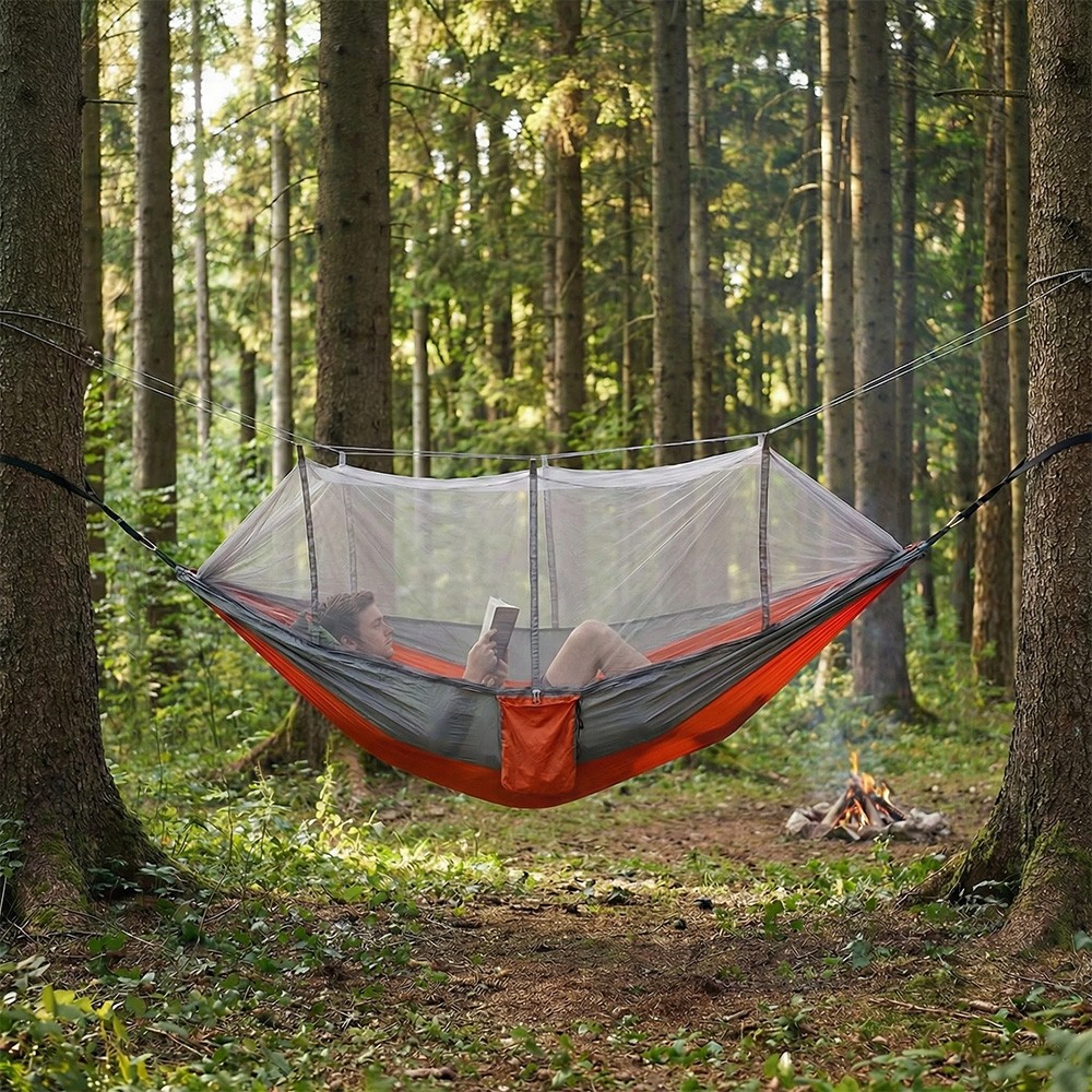 660lbs Portable Double Person Camping Hammock Tent with Mosquito Net Hanging Bed