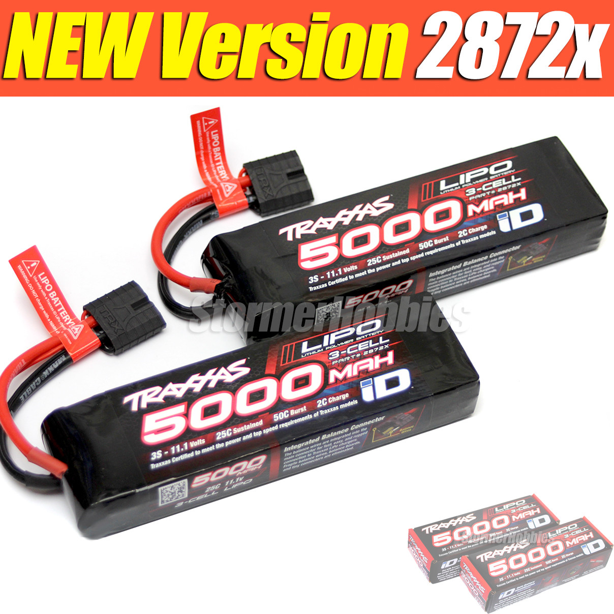 2 NEWEST VERSION Traxxas 5000mAh LiPo 11.1V 3-cell 25C Batteries TRA2872X