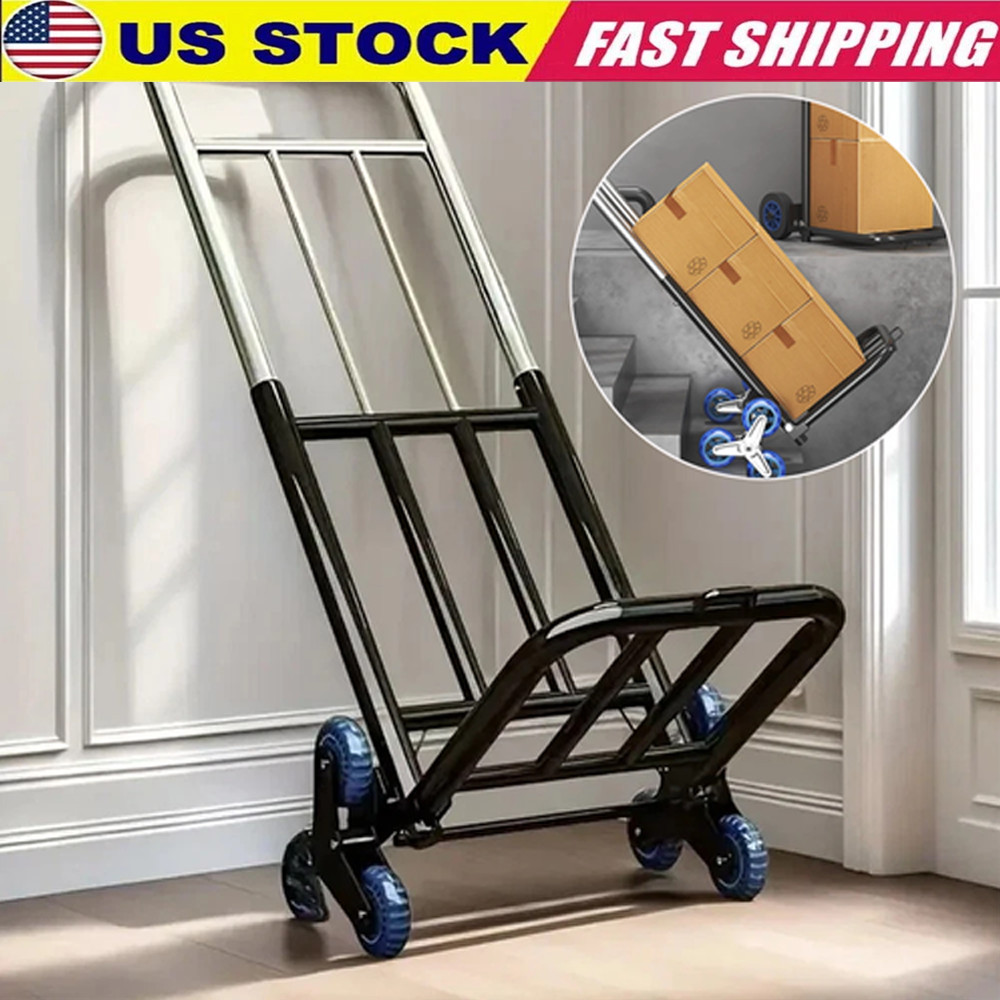330 lbs Stair Climbing Cart Heavy Duty Folding Hand Truck Dolly 6 Wheels + Rope
