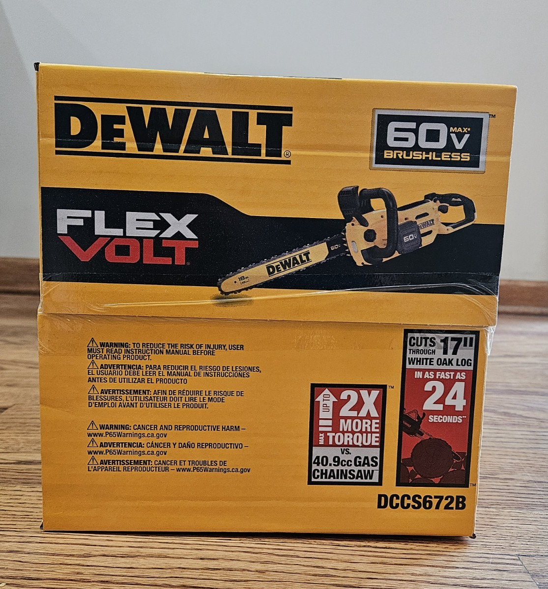 New DeWALT FlexVolt 60V MAX 18 in 18" Chainsaw - Tool Only DCCS672B