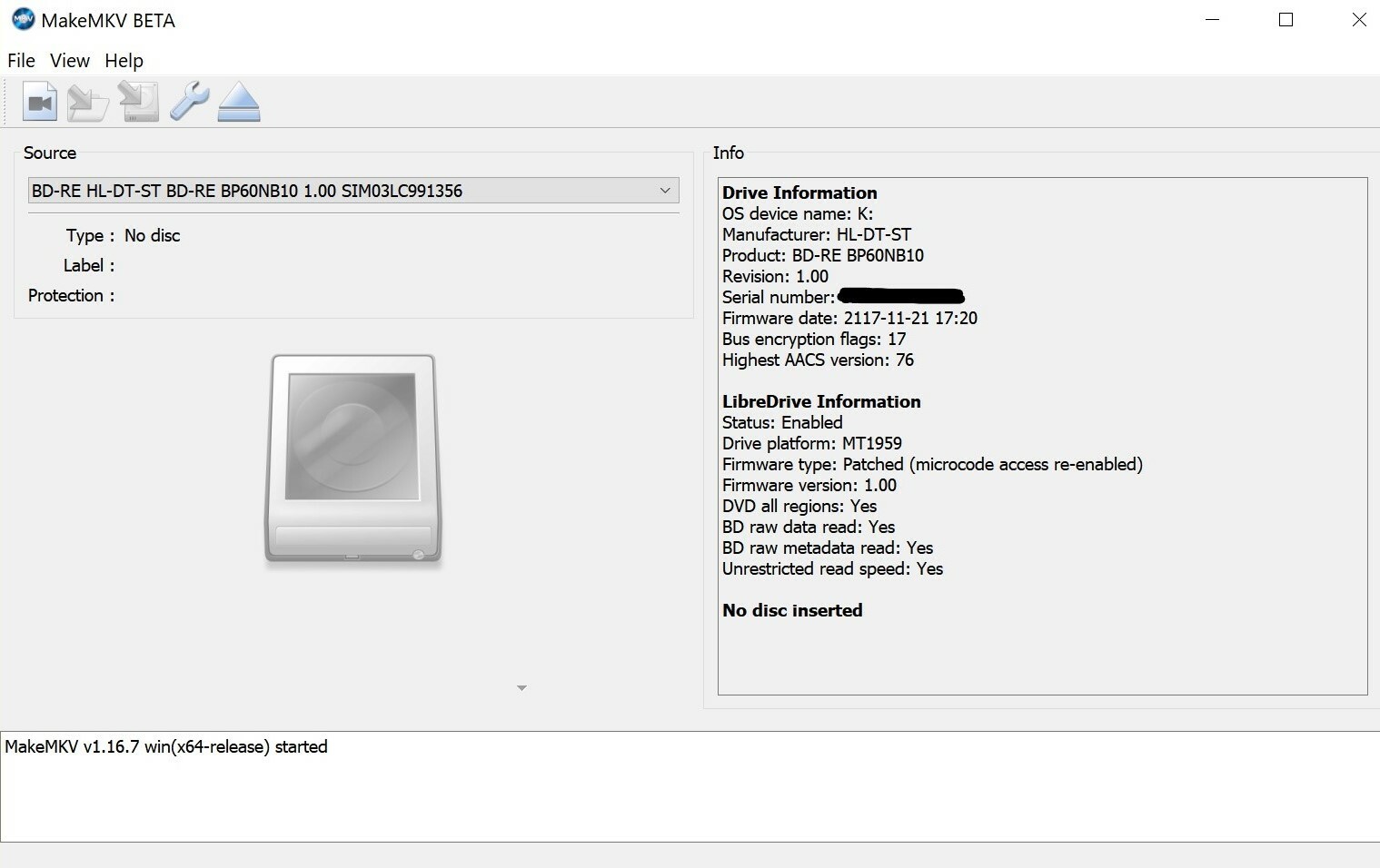 External LG BP50NB40 Slim Blu-ray drive fw 1.00MK - 4K, Ultra HD, UHD Friendly!