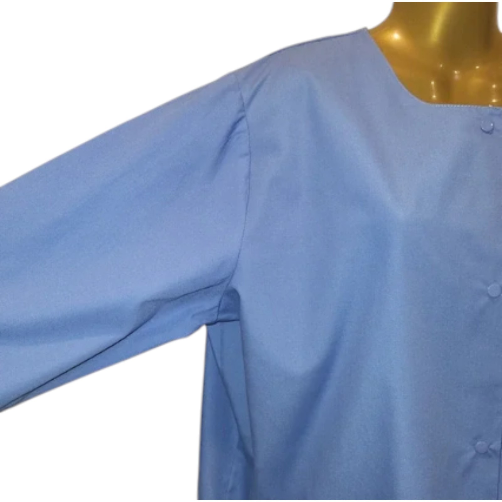 NEW Landau X-Large Blue Cotton Medical Scrub Jacket Snap Front Rib Cuffs Pockets