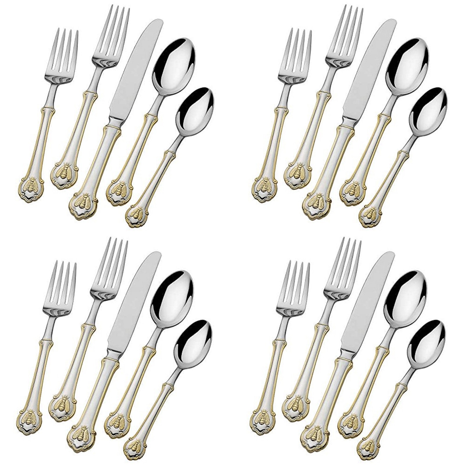 Wallace Napoleon Bee Gold Accent 18/10 Stainless Steel 20pc. Flatware Set