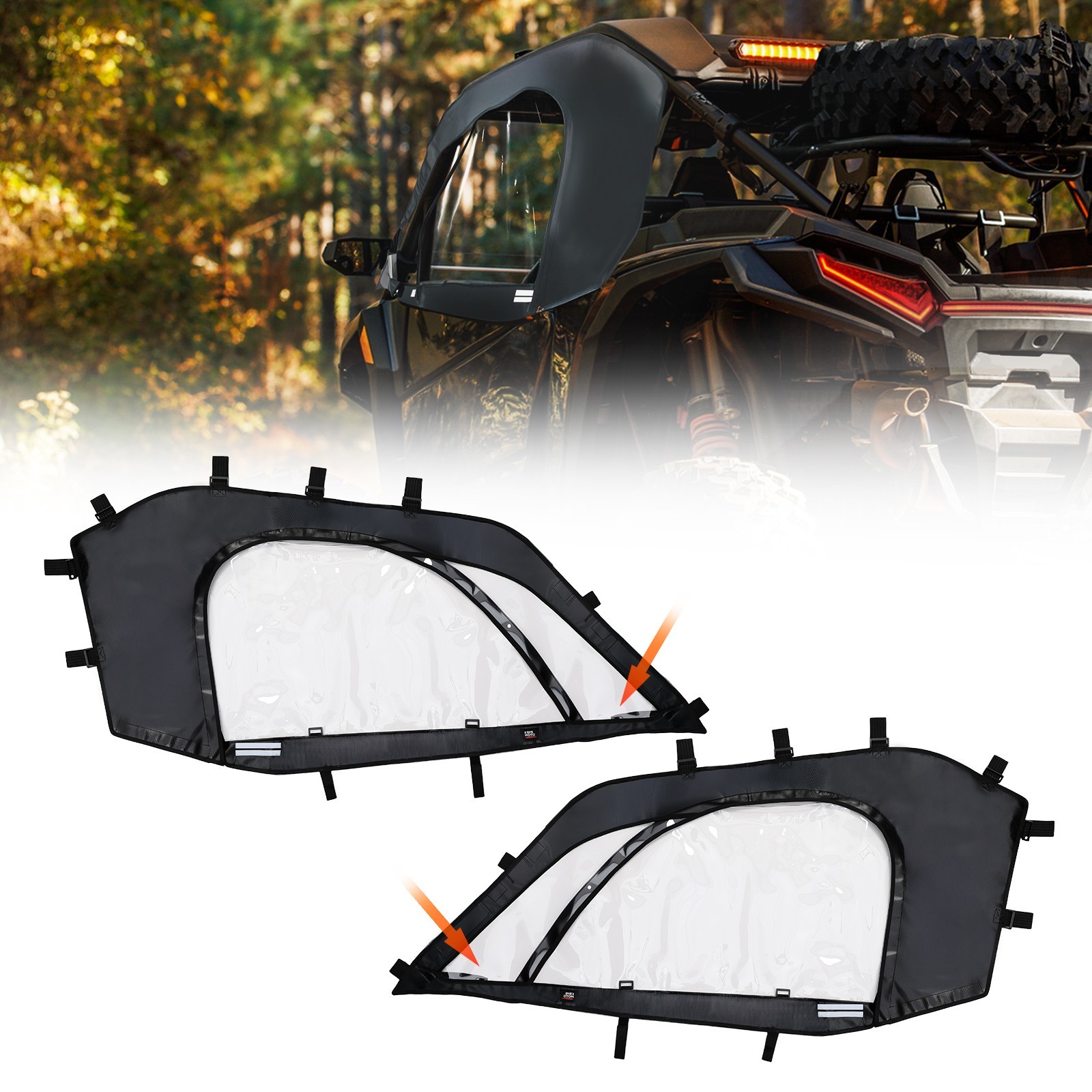 KEMIMOTO UTV Cab Enclosure Set Soft Upper Door for Polaris RZR XP 1000 2024-2025
