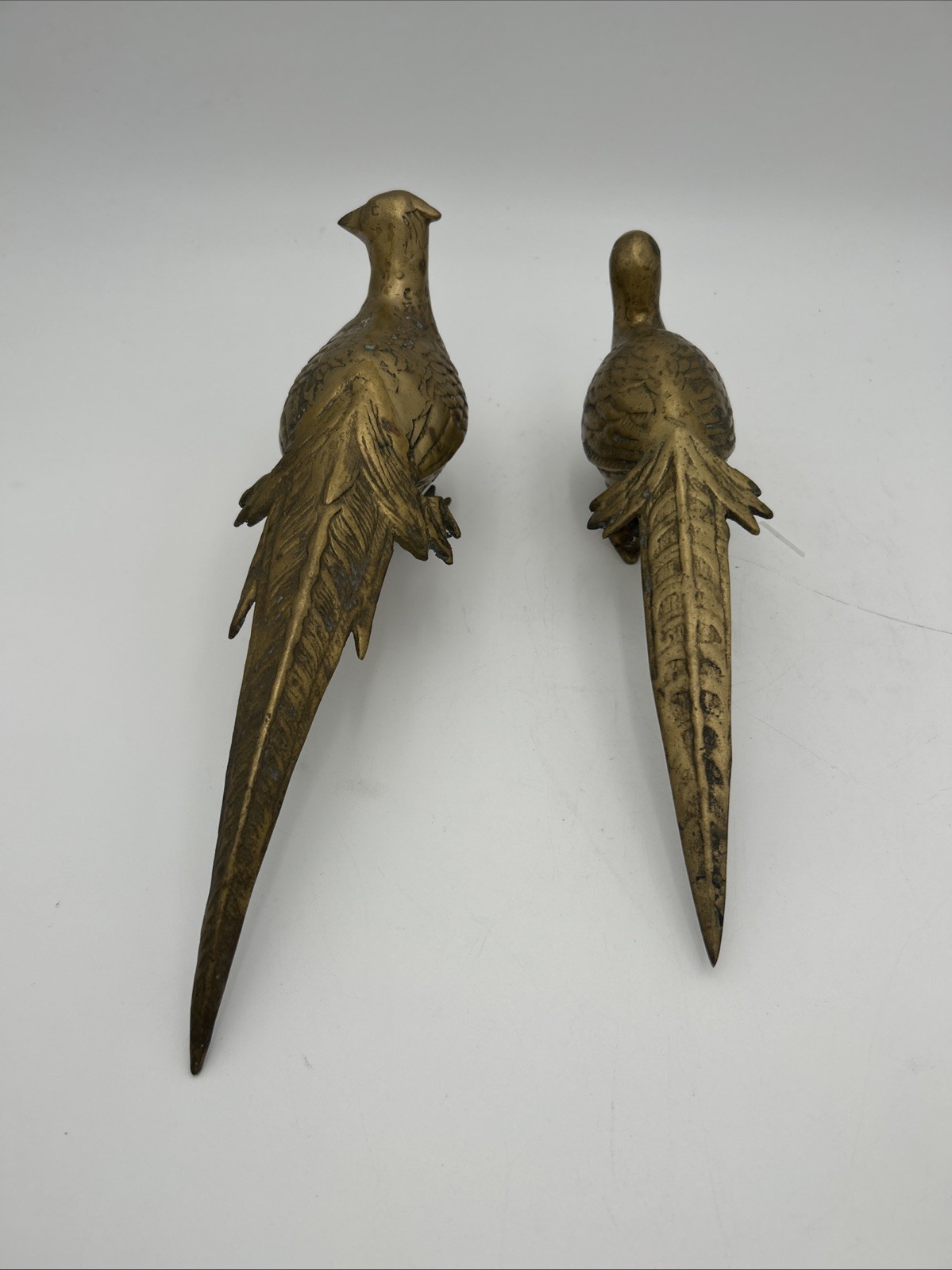 Vintage Pair of SOLID BRASS Pheasant Birds MCM Bird Decor Figurine Old