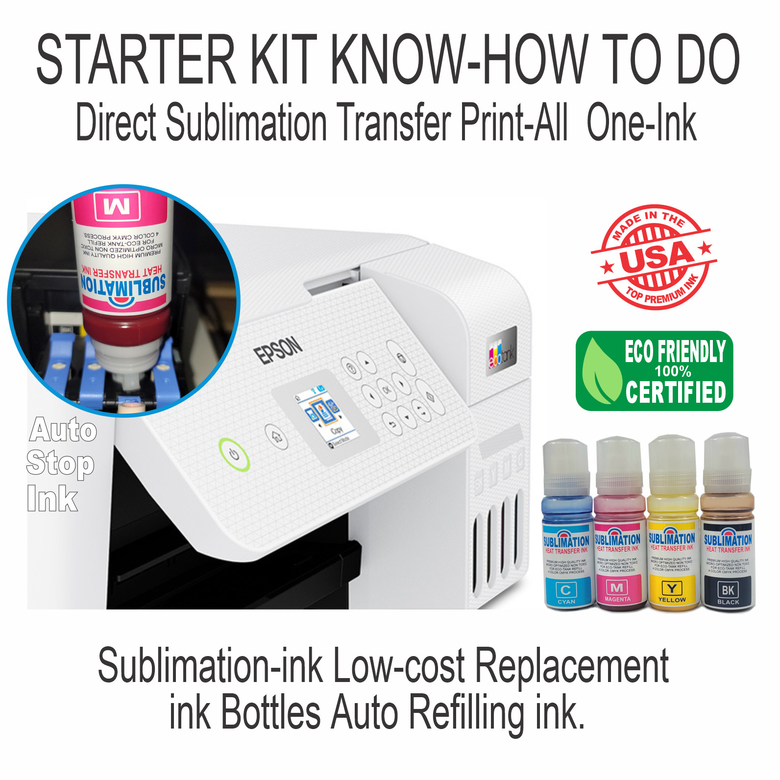 Epson Printer with Sublimation ink 5-in-1 Heat Press plus DTF T-Shirt Maker Kit,