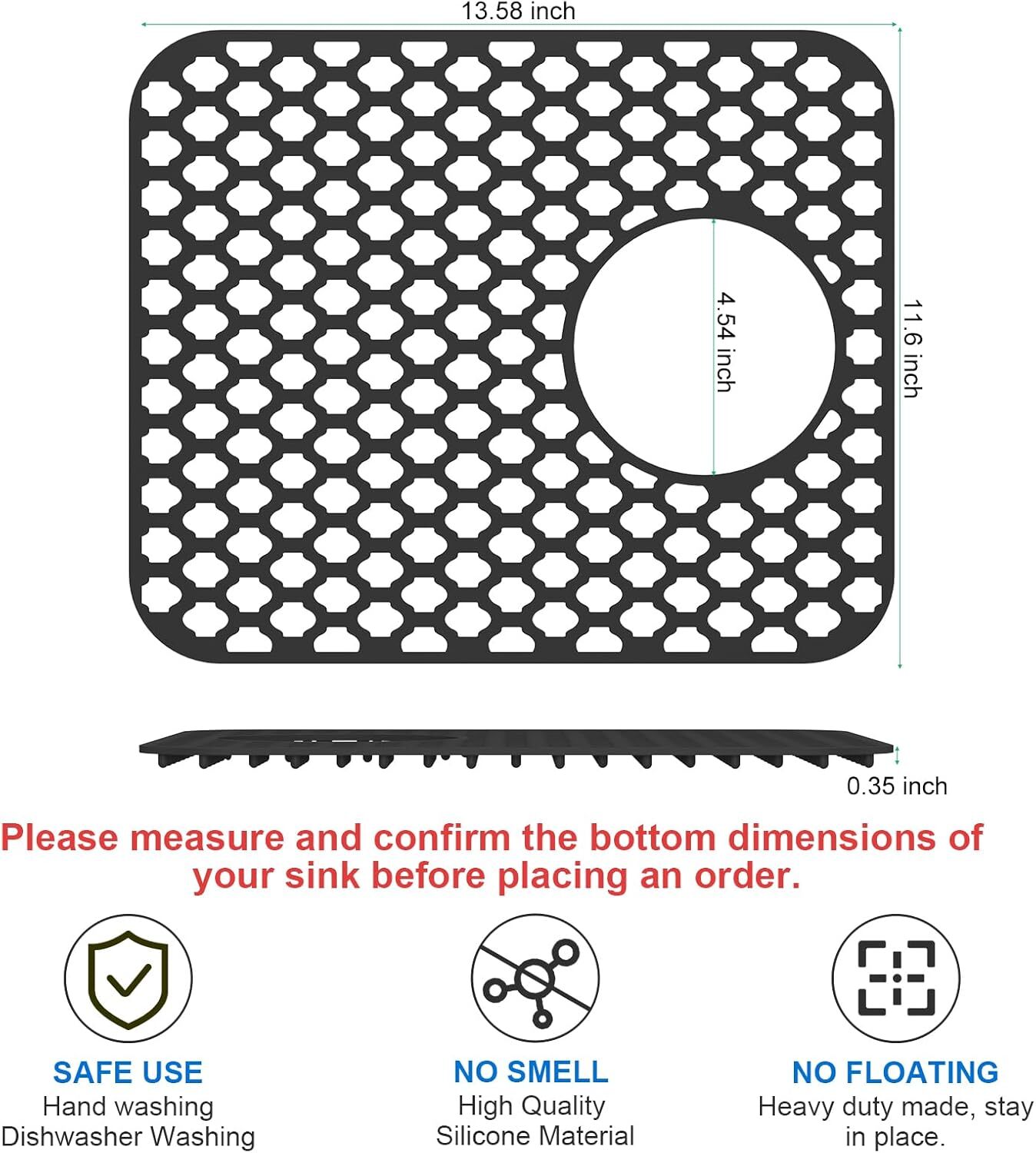 2PCS TOOVEM Kitchen Sink Mats Folding Farmhouse Rear Drain Sink Mats 13.6x11.6''