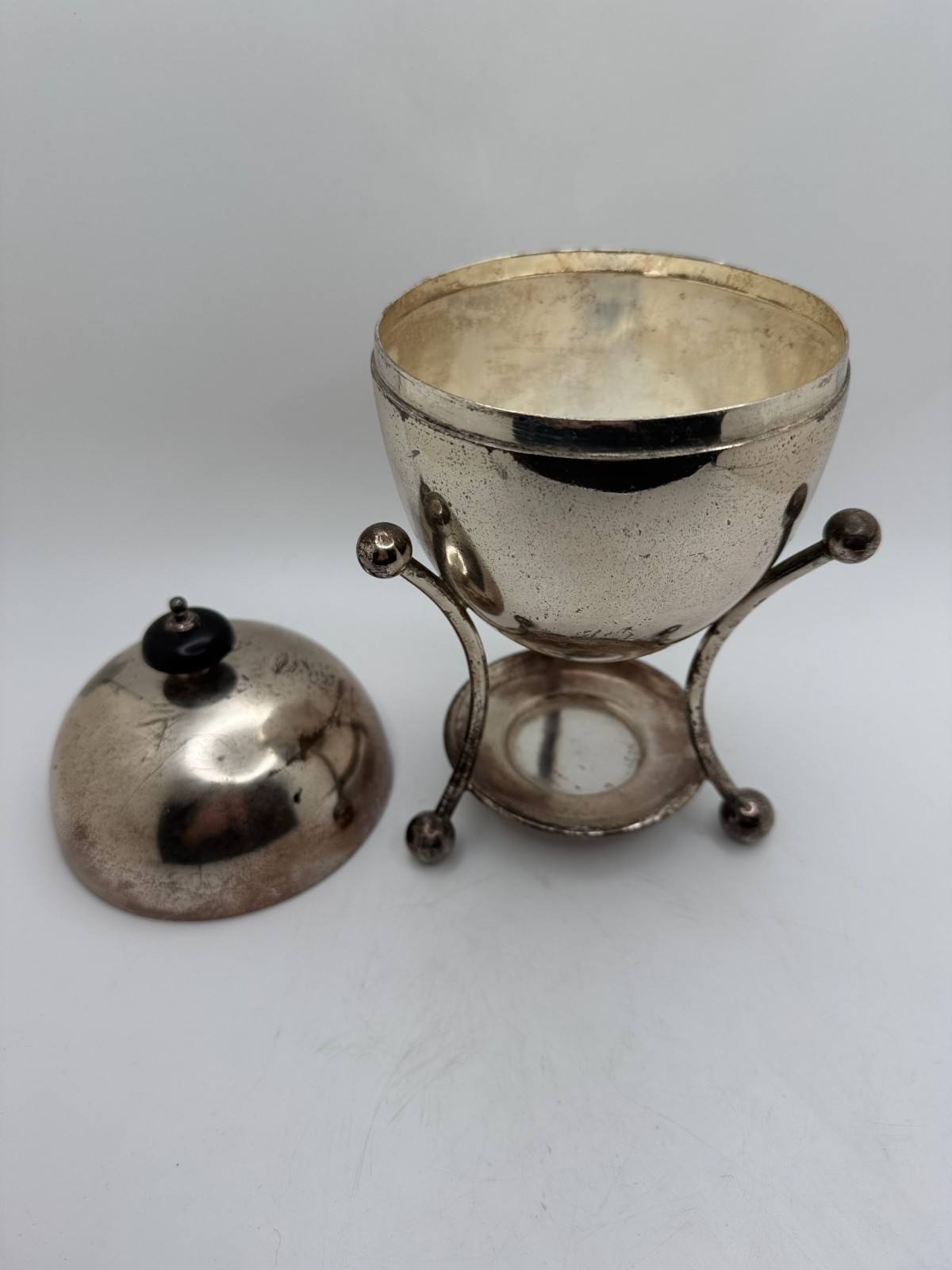 Antique English Silver Plated Egg Coddler, c. 1890-1930, No Egg Holder or Burner