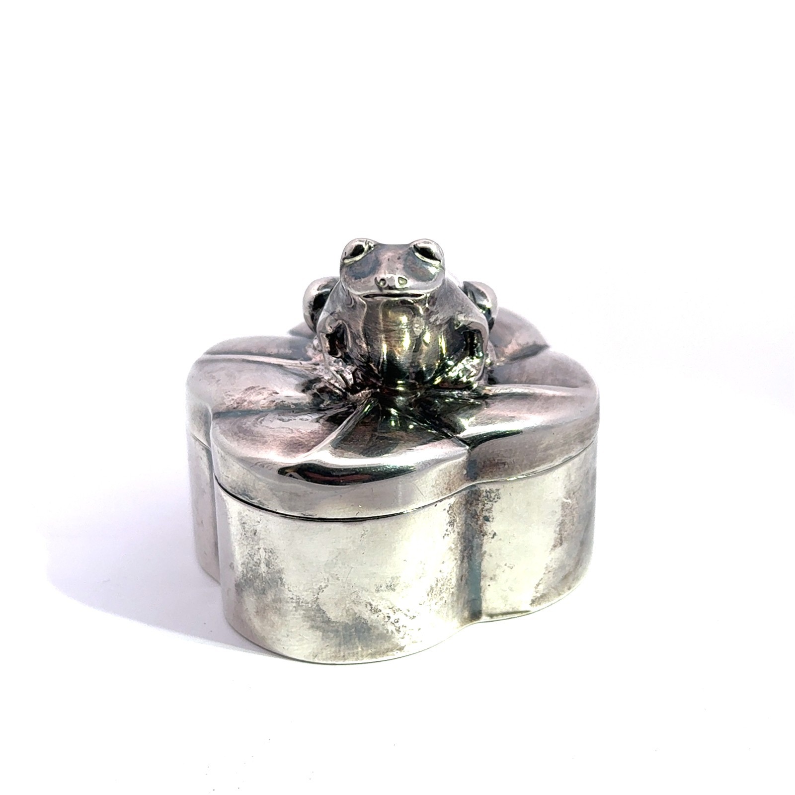 Tiffany & Co. Sterling Silver 925 Frog on Lily Pad Pill Box