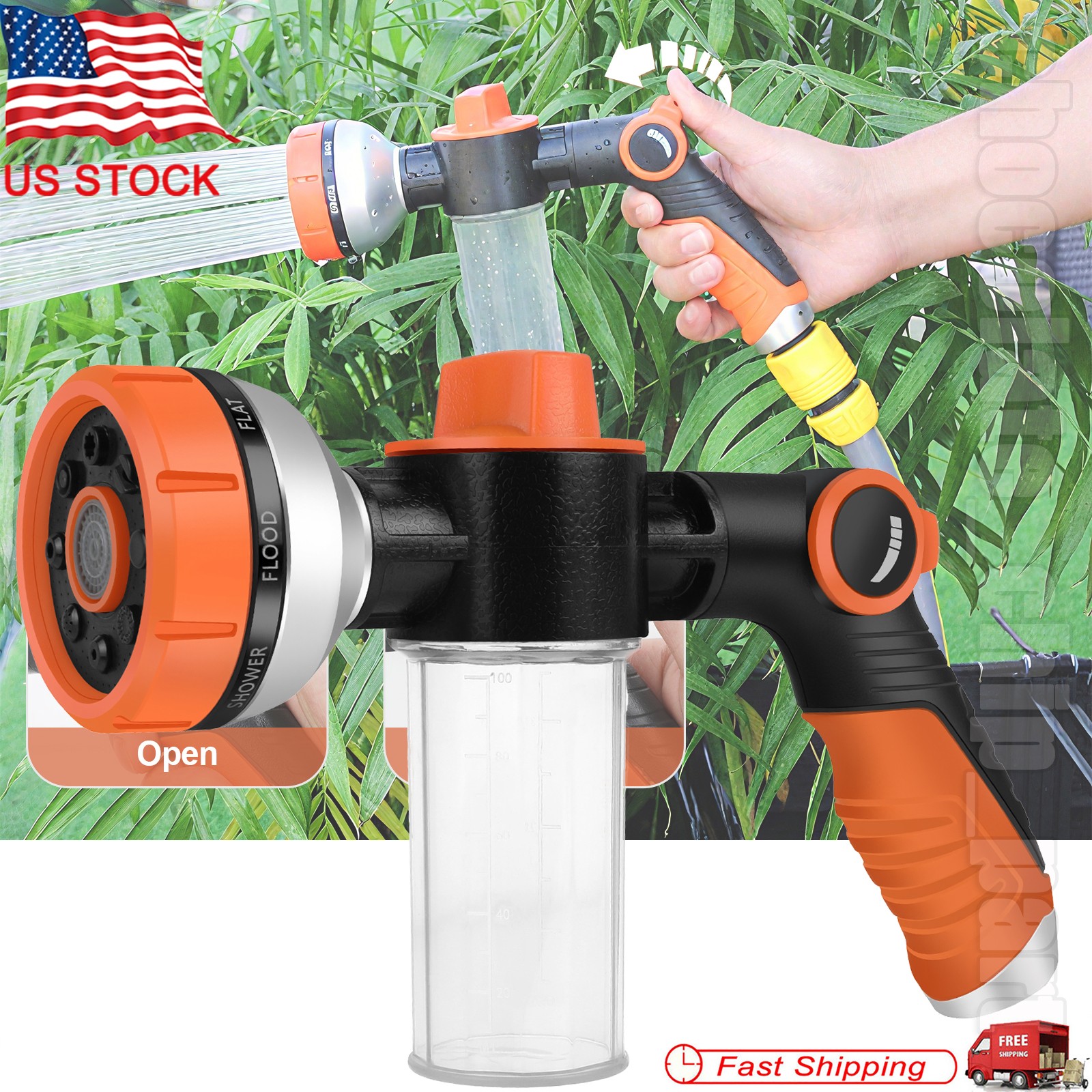 Car Cleaning Wash Pressure Washer Snow Foam Lance 8 Mode Sprayer Gun Soap Bottle