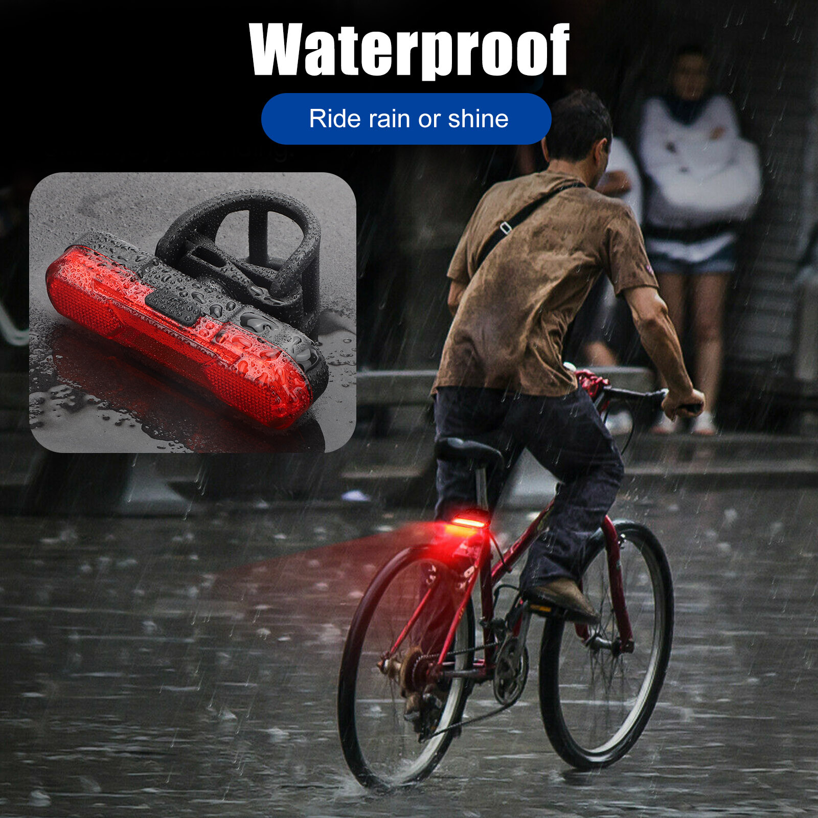 2x USB Rechargeable LED Bike Tail Light Bicycle Safety Cycling Warning Rear Lamp