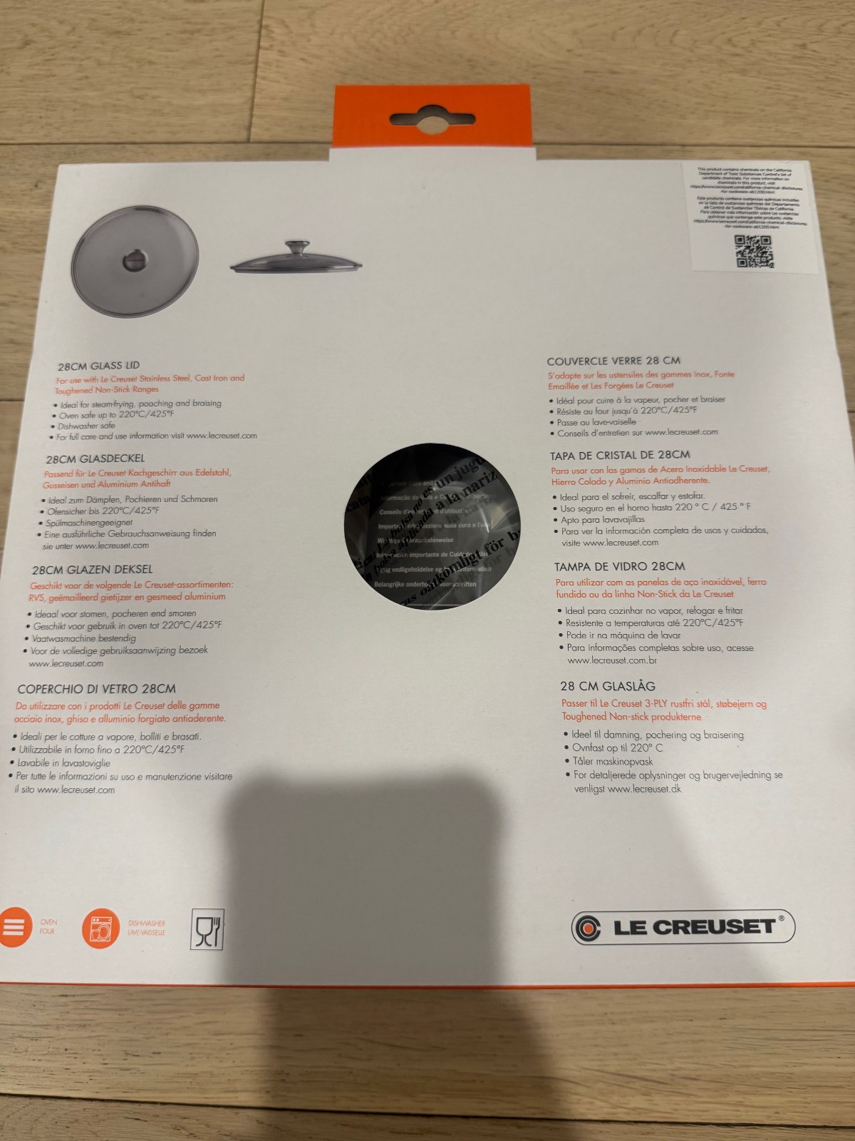 New Le Creuset Glass Lid with Stainless Steel Knob 11 Inch