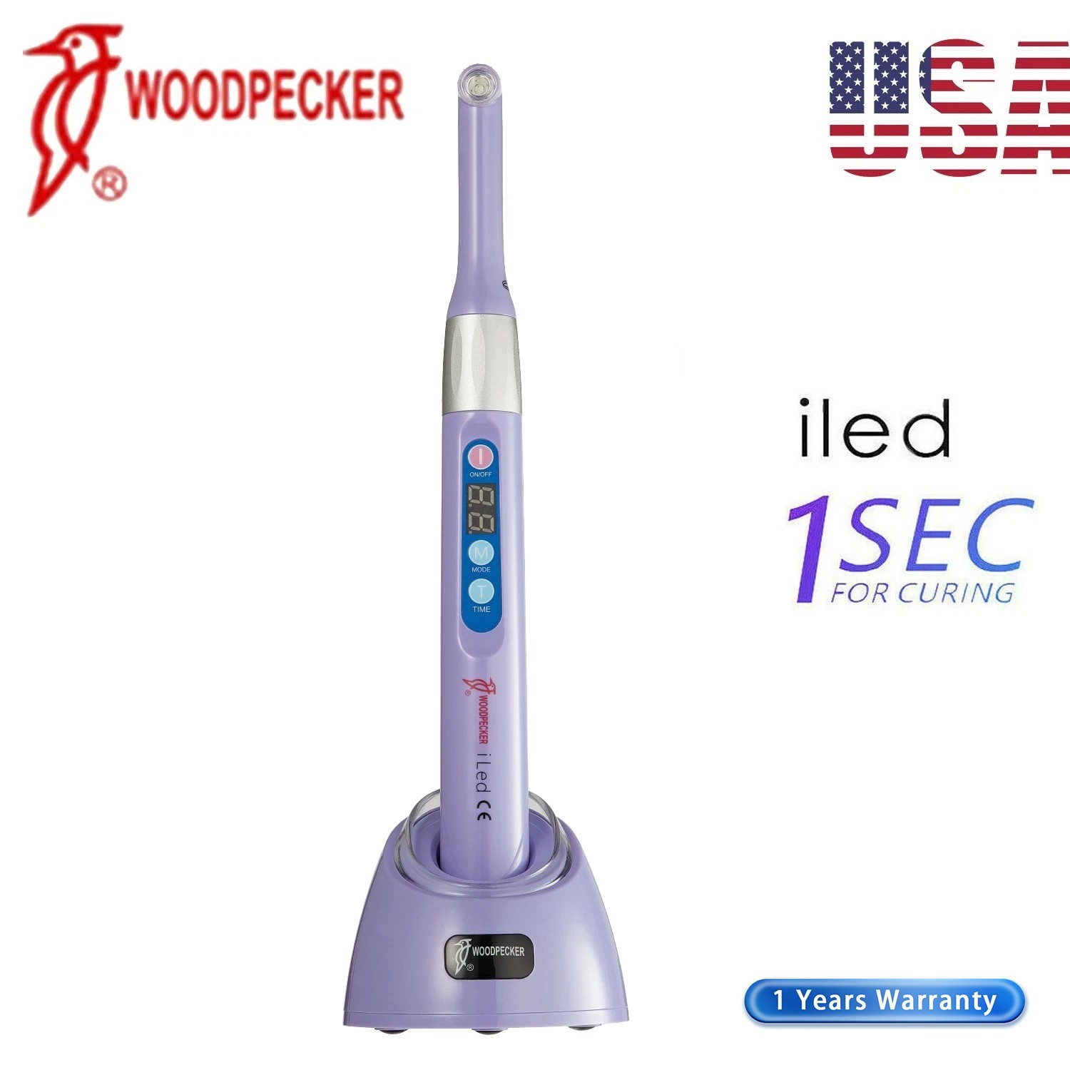 Original Woodpecker Dental ILED Wireless Curing Light Lamp 1 Sec Cure 2500mW/cm2