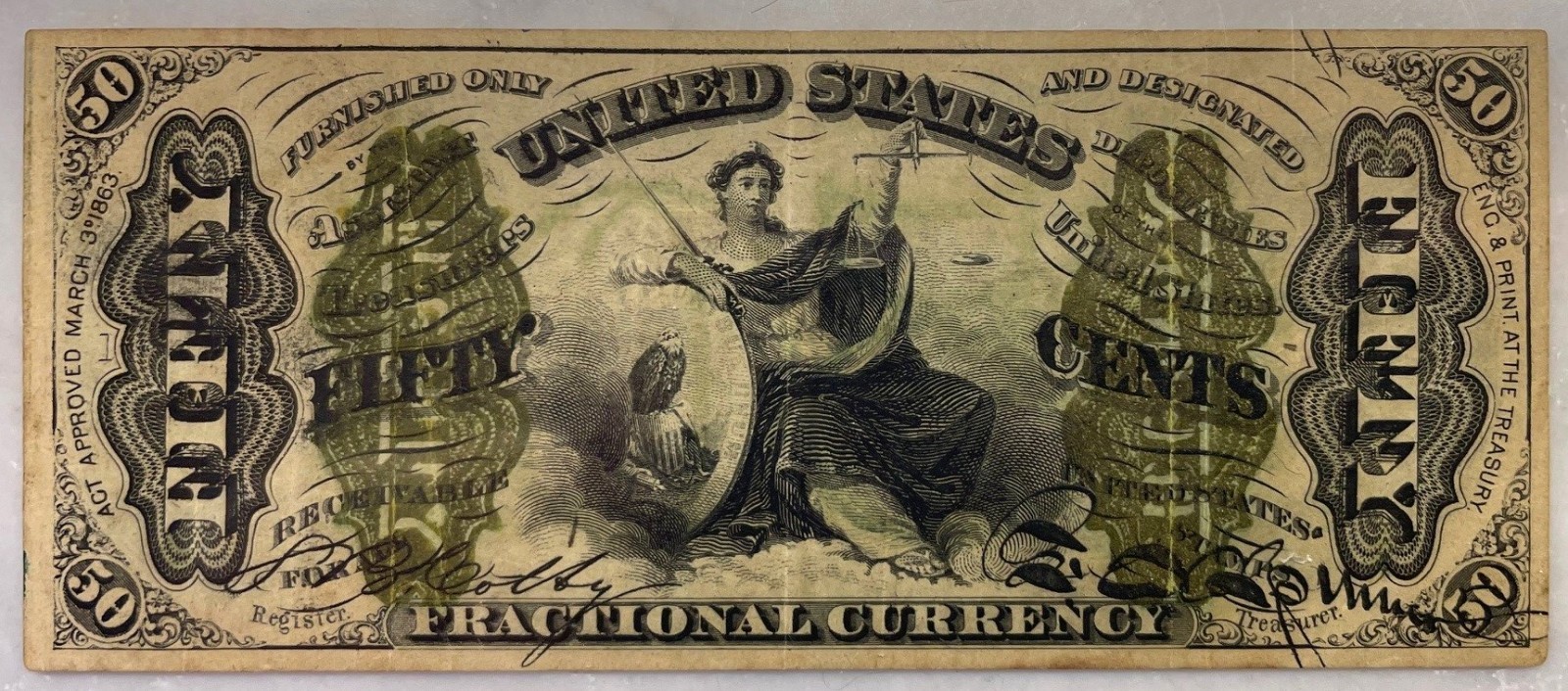 US 50c Fractional Currency Note 3rd Issue