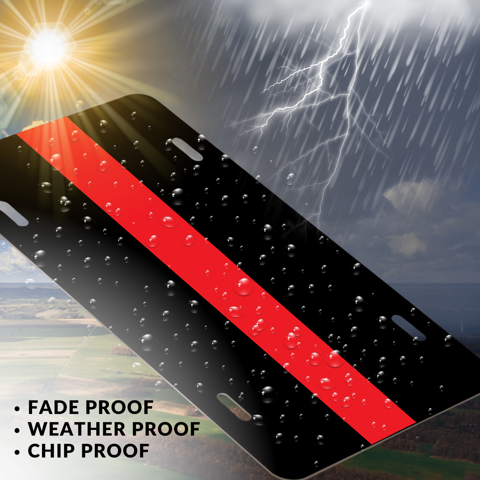 Reflective Thin Red Line License Plate Tag